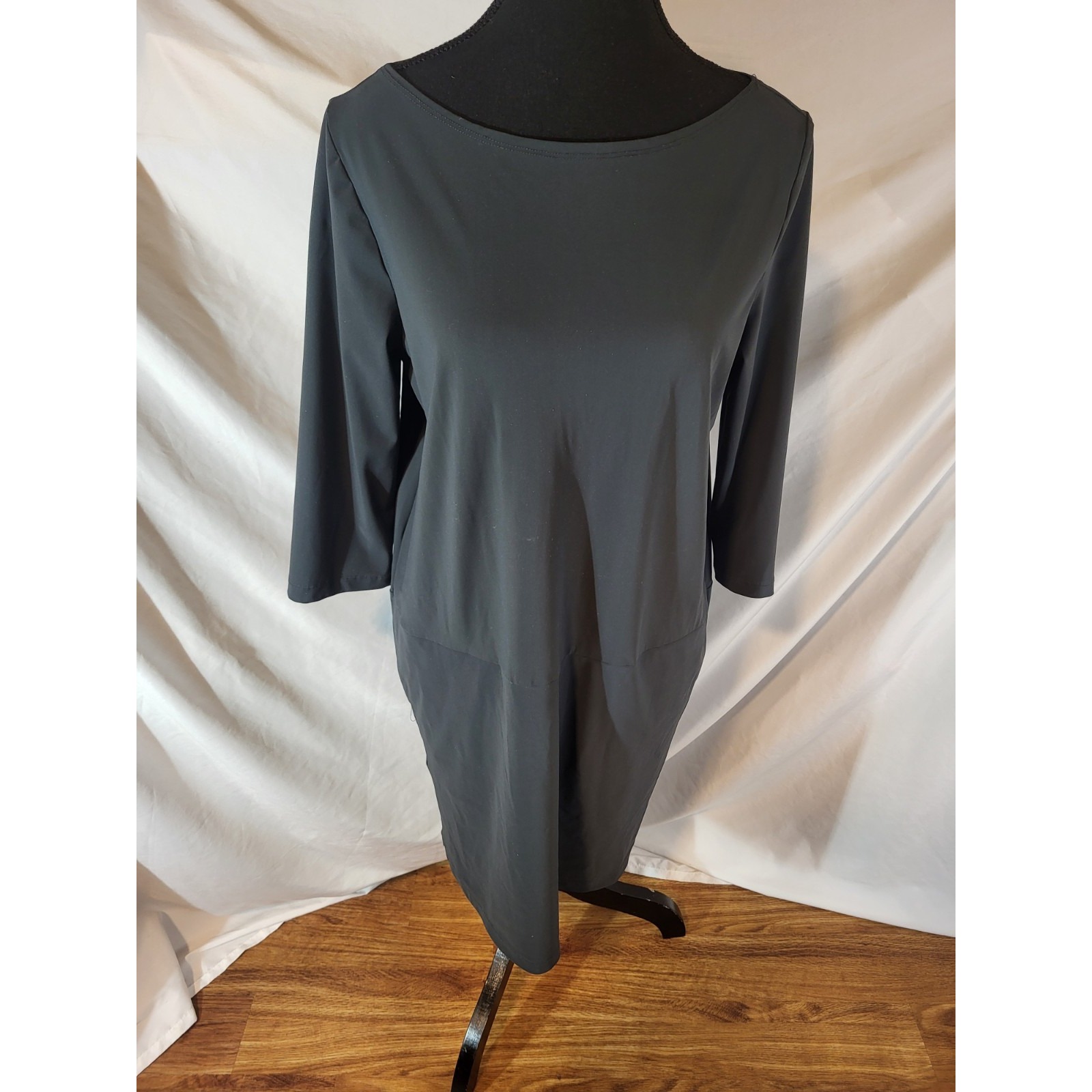 Porto San Francisco Dress Size 1 Us 6 Blue Midi Shift 3/4 Sleeve
